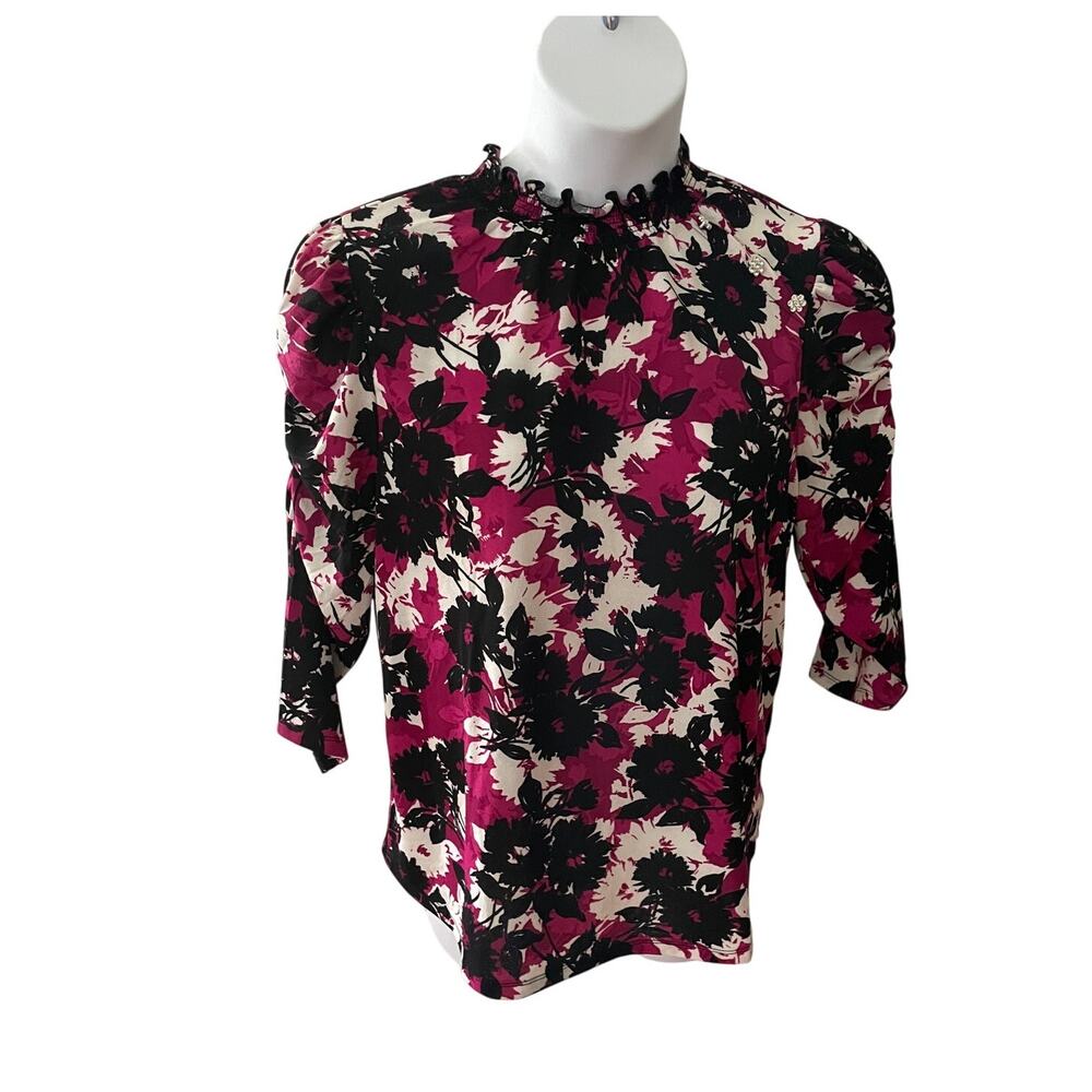 ADRIENNE VITTADINI, SIZE XL, 3/4 SLEEVE, TOP, RUCHED, JEWEL